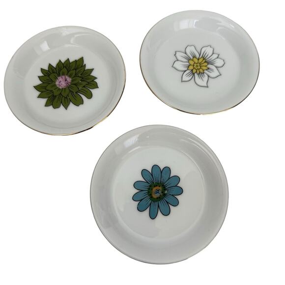 Creative Coasters Vintage Porcelain 70s Funky Floral Ring Dish Trinket Dish MCM - Picture 1 of 7